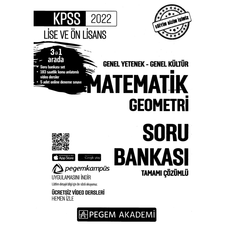 2022 KPSS LİSE VE ÖNLİSANS MATEMATİK GEOMETRİ SORU BANKASI