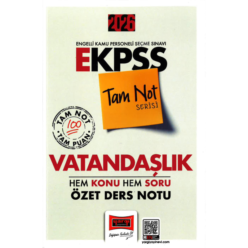 2026 E KPSS Tam Not Serisi Vatandaşlık Hem Konu Hem Soru Özet Ders Notu Yargı Yayınları