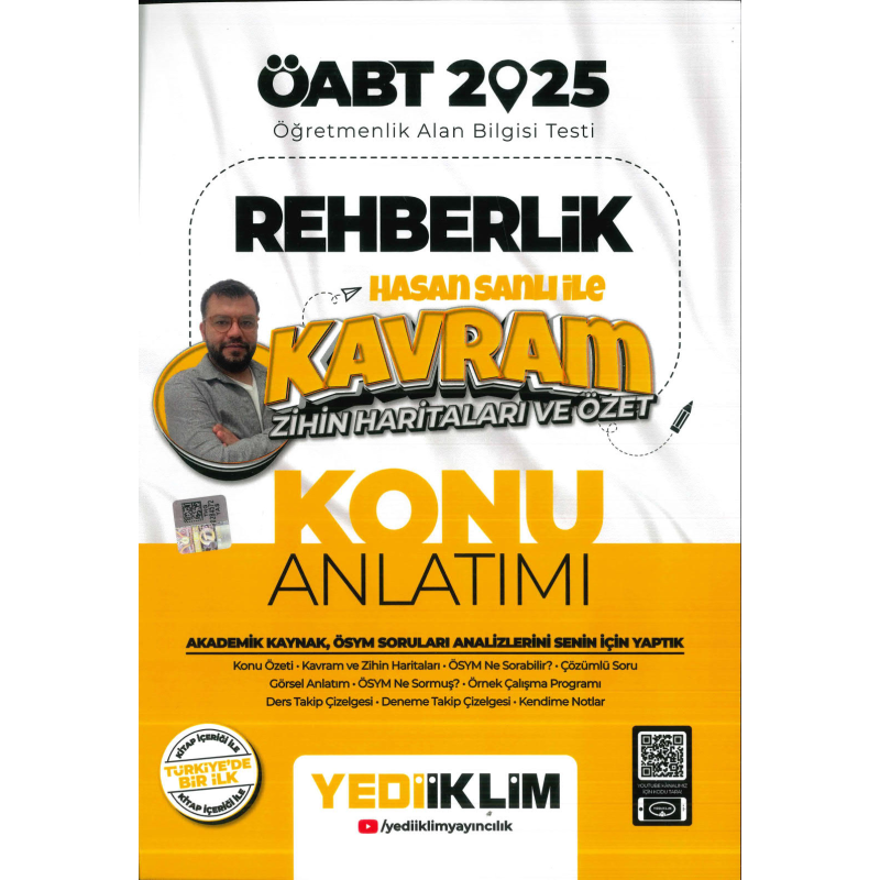 2025 ÖABT Rehberlik Hasan Sanlı ile Kavram Zihin Haritaları ve Özet Konu Anlatımı Yediiklim Yayınları