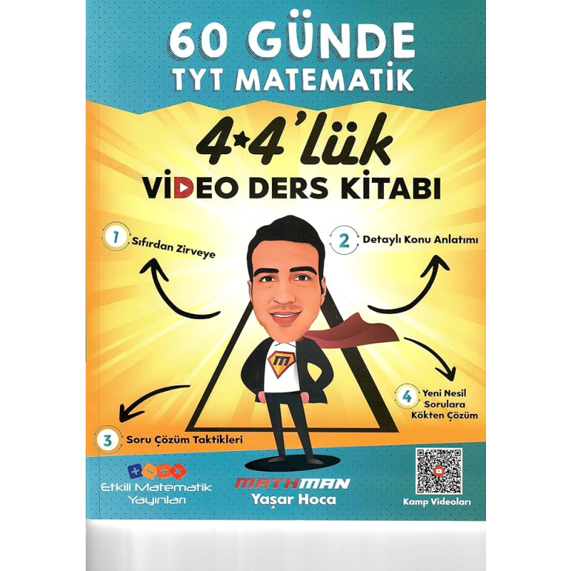 60 GÜNDE TYT MATEMATİK 4*4'LÜK VİDEO DERS KİTABI MATHMAN YAŞAR HOCA