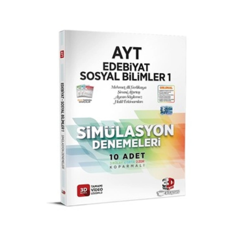 AYT Edebiyat Sosyal Bilimler 1 Simülasyon Denemeleri Tamamı Video Çözümlü 3D Yayınları