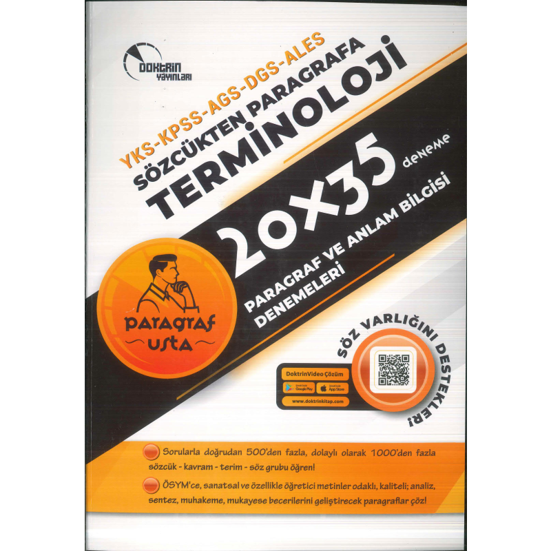 2025 KPSS MEB-AGS DGS ALES YKS Terminoloji Paragraf ve Anlam Bilgisi 20x35 Deneme Çözümlü Doktrin Yayınları