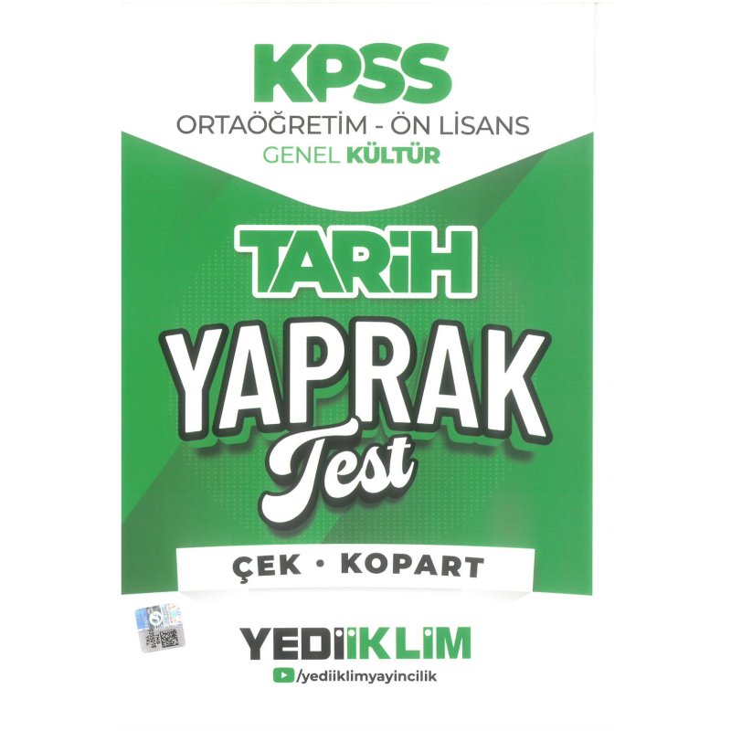 2026 KPSS Ortaöğretim-Önlisans Türkçe Çek Kopart Yaprak Test Yediiklim Yayınları