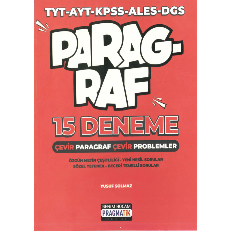 Tüm Sınavlar İçin Çevir Problemler 25 Deneme Çevir Paragraf 15 Deneme Pragmatik Serisi