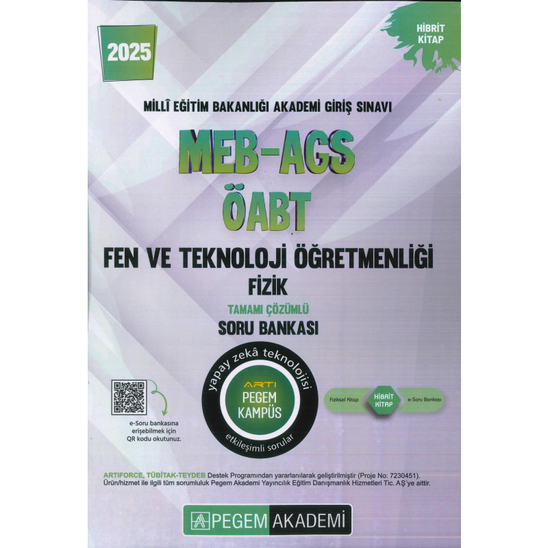 2025 MEB-AGS-ÖABT Fen ve Teknoloji Öğretmenliği Fizik Tamamı Çözümlü Soru Bankas Pegem Akademi Yayıncılık