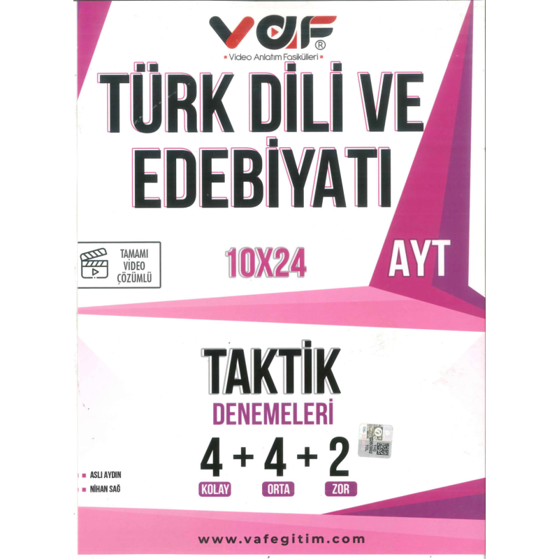 AYT Türk Dili ve Edebiyatı Taktik Bende 10 x 24 Denemeleri Vaf Yayınları