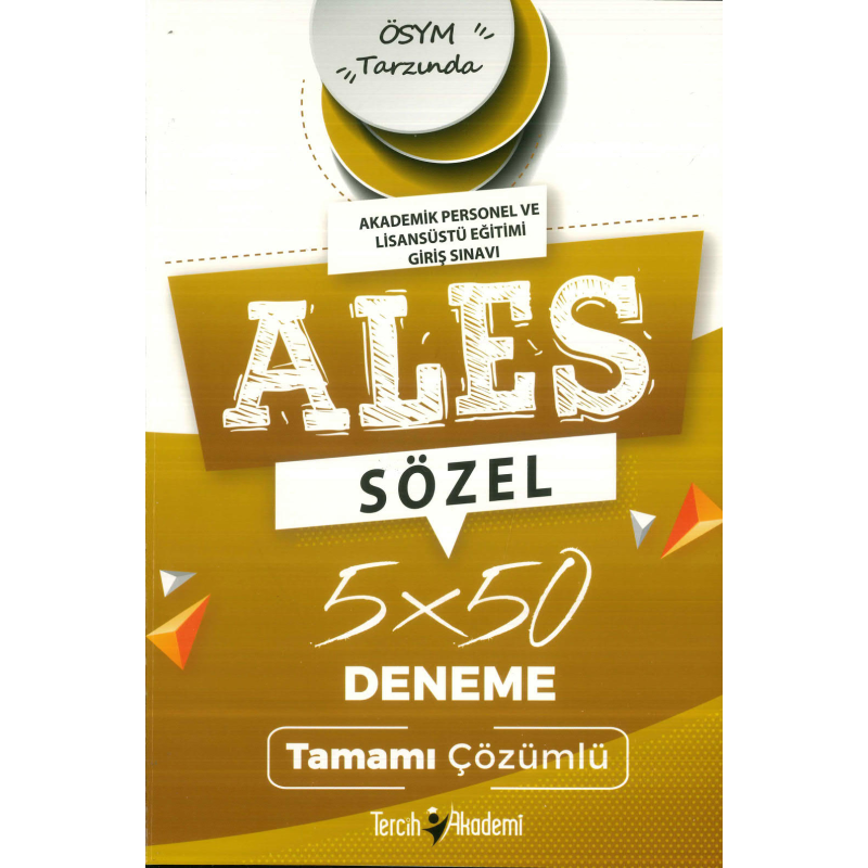 ALES Sözel 5 x 50 Tamamı Çözümlü Deneme Sınavı Tercih Akademi