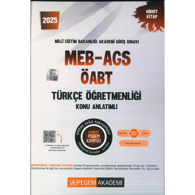 2025 MEB AGS ÖABT Türkçe Öğretmenliği Konu Anlatımlı Pegem Yayınları