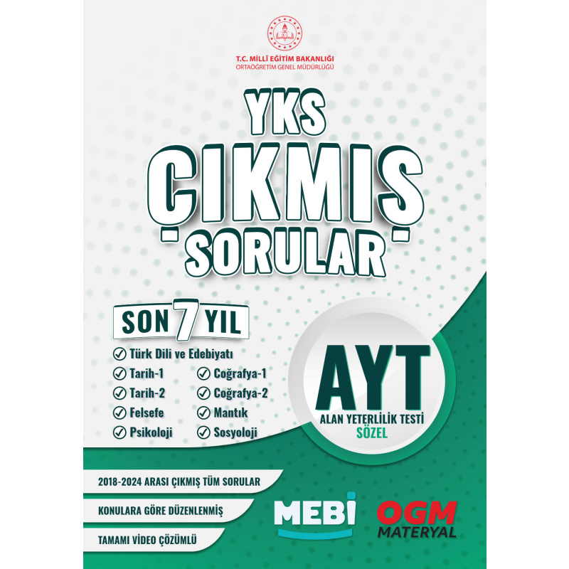 AYT Sözel Son 7 Yıl Çıkmış Sorular 2018-2024 MEBİ