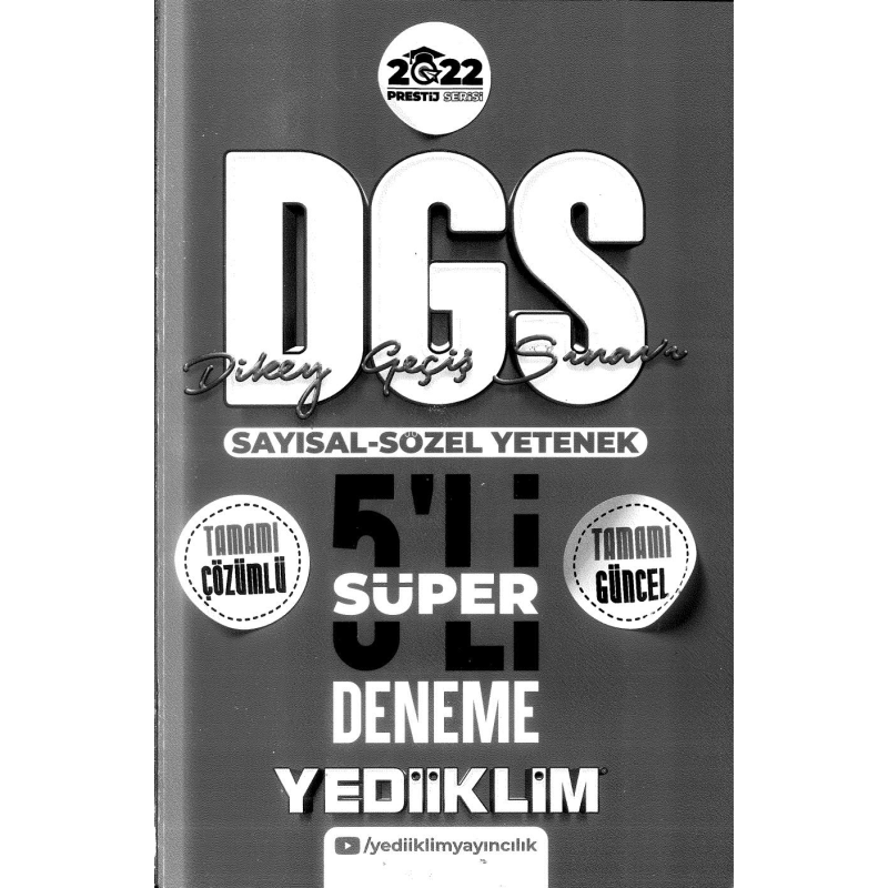 DGS SAYISAL SÖZEL YETENEK 5 Lİ SÜPER DENEME ÇÖZÜMLÜ