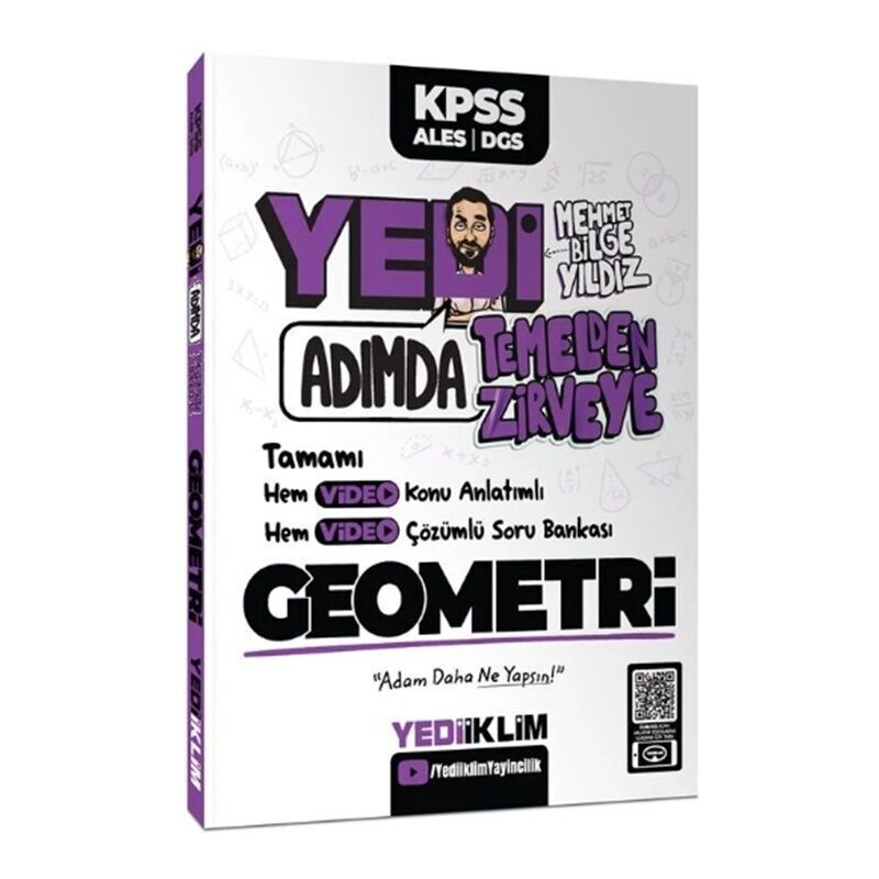 KPSS-ALES-DGS Yedi Adımda Temelden Zirveye Geometri Video Konu Anlatımlı Video Çözümlü Soru Bankası Yediiklim Yayınları