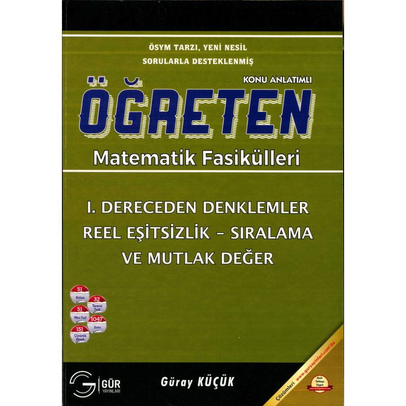 TYT-AYT ÖĞRETEN MATEMATİK 1. DERECEDEN DENKLEMLER REEL EŞİTSİZLİK SIRALAMA VE MUTLAK DEĞER KONU ANLATIMLI