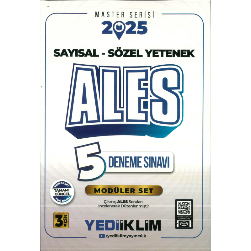 2025 ALES Sayısal-Sözel Yetenek 5 Deneme Sınavı Yediiklim Yayınları