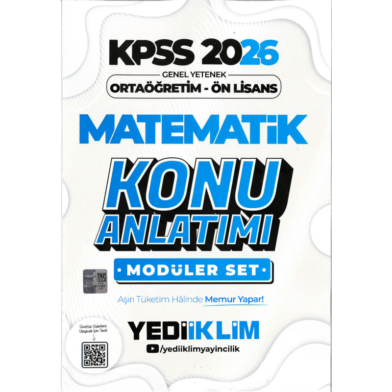 2026 KPSS Lise Ortaöğretim Ön Lisans Konu Anlatımlı Modüler MATEMATİK Yediiklim Yayınları