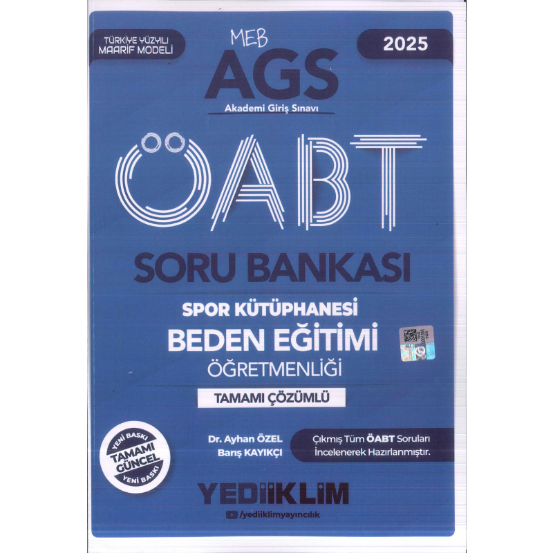 2025 MEB AGS ÖABT Beden Eğitimi Öğretmenliği Tamamı Çözümlü Soru Bankası Yediiklim Yayınları
