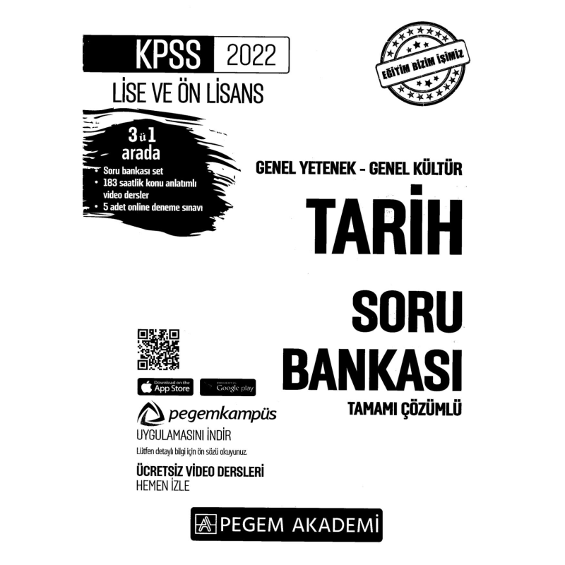 2022 KPSS LİSE VE ÖNLİSANS TARİH SORU BANKASI