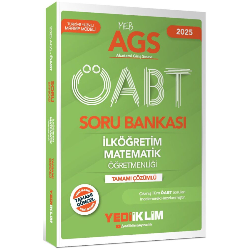 2025 MEB AGS ÖABT İlköğretim Matematik Öğretmenliği Tamamı Çözümlü Soru Bankası Yediiklim Yayınları