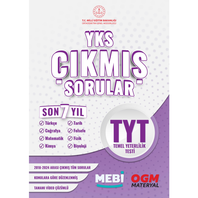 TYT Çıkmış Sorular 2018-2024 Son 7 YIL Mebi