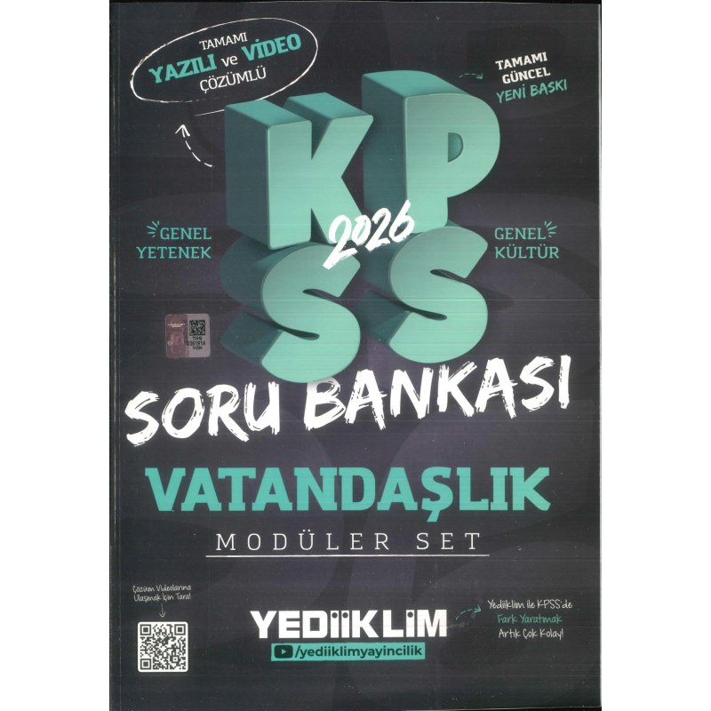 VATANDAŞLIK 2026 KPSS Genel Yetenek Genel Kültür Hem Yazılı Hem Video Çözümlü Soru Bankası Modüler Yediiklim Yayınları
