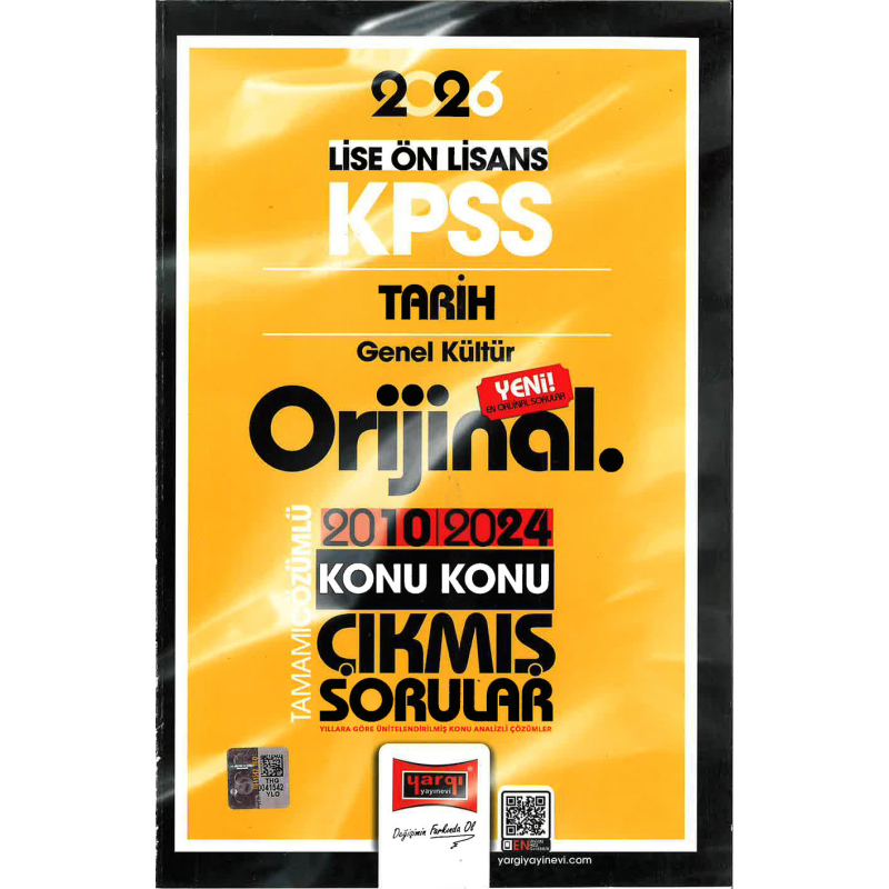 2026 KPSS Lise-Önlisans Tarih Orijinal 2010-2024 Konu Konu Çıkmış Sorular Yargı Yayınları
