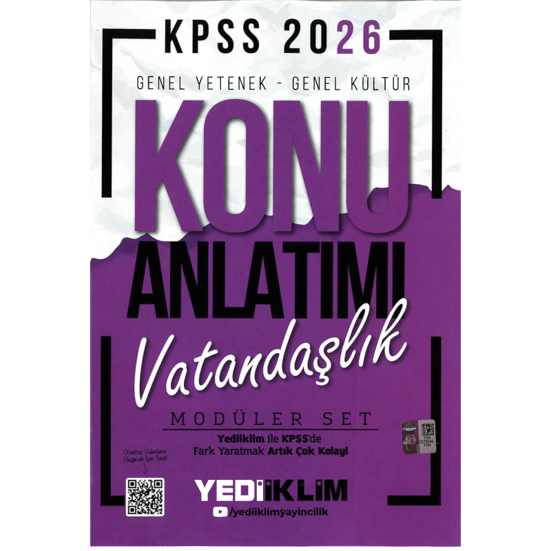 VATANDAŞLIK Yediiklim 2026 KPSS Genel Yetenek Genel Kültür Konu Anlatımı Modüler Yediiklim Yayınları