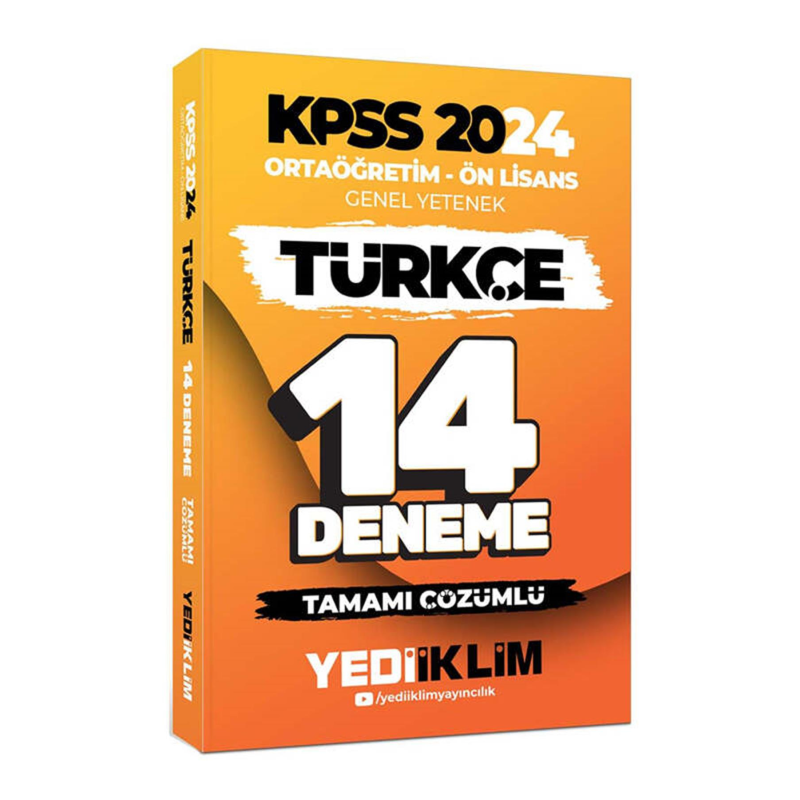 Ortaöğretim Ön Lisans Genel Yetenek Türkçe 14 Deneme Tamamı Çözümlü