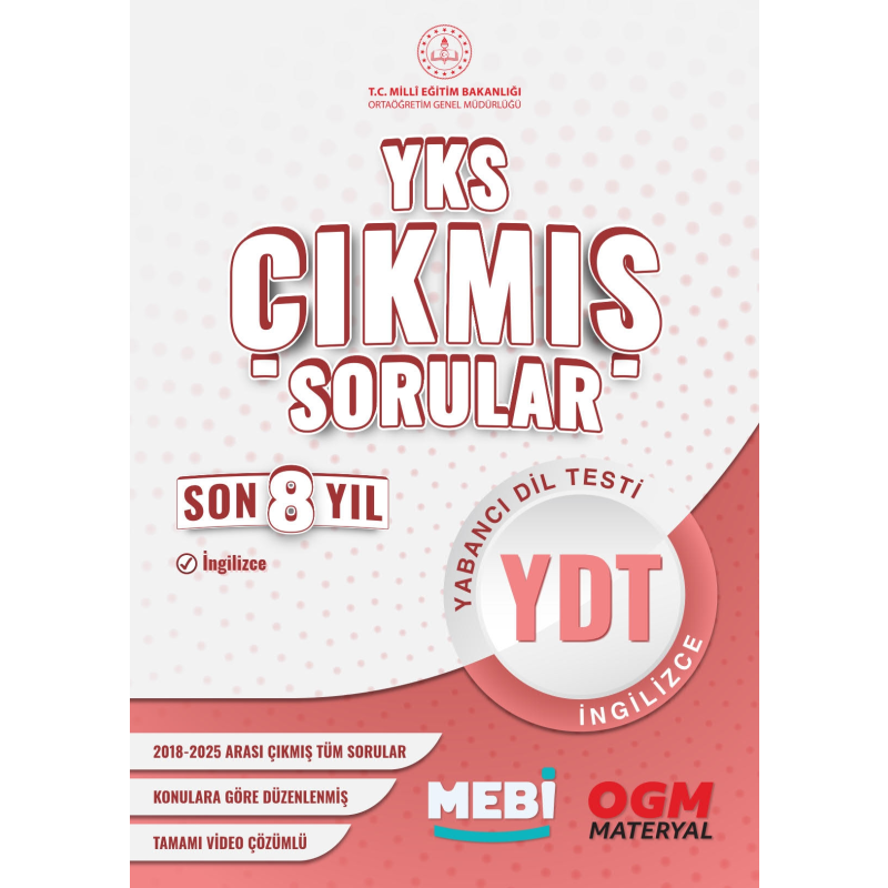 YKS Çıkmış Sorular YDT Son 8 Yıl (2018-205) MEB OGM