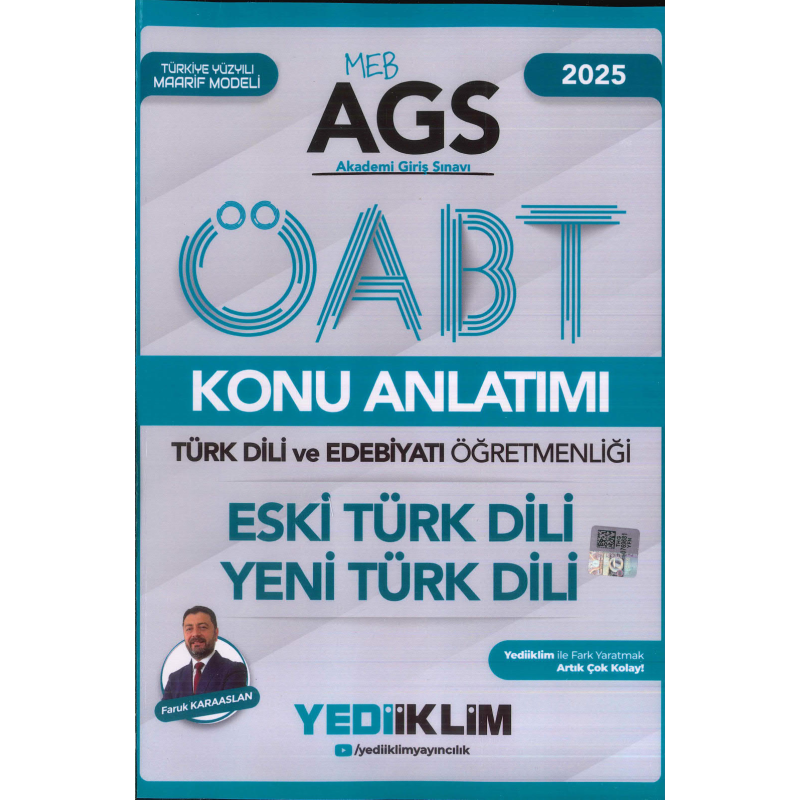 2025 MEB AGS ÖABT Türk Dili ve Edebiyatı Öğretmenliği Eski Türk Dili Yeni Türk Dili Konu Anlatımı Yediiklim Yayınları