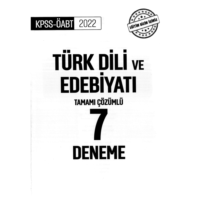 TÜRK DİLİ VE EDEBİYATI TAMAMI ÇÖZÜMLÜ 7 DENEME