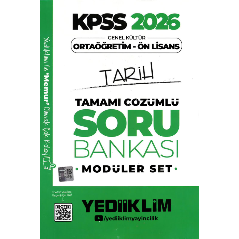 2026 KPSS Lise Ortaöğretim Ön Lisans Soru Bankası Çözümlü Modüler TARİH Yediiklim Yayınları