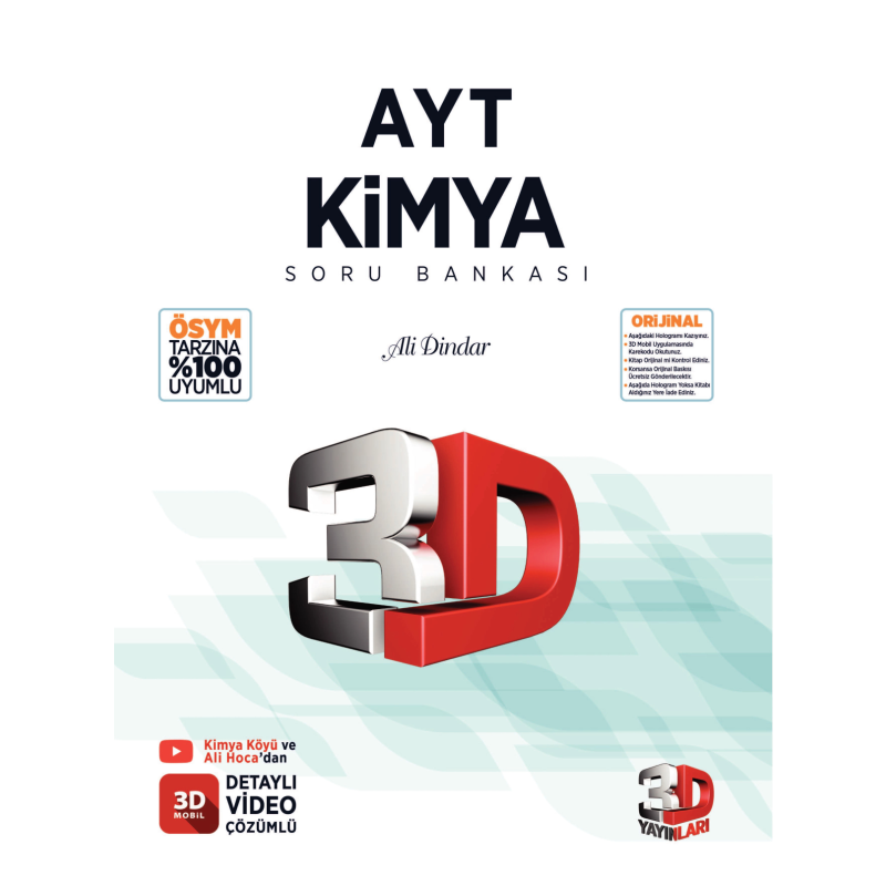 2026 AYT 3D Kimya Tamamı Video Çözümlü Soru Bankası 3D Yayınları