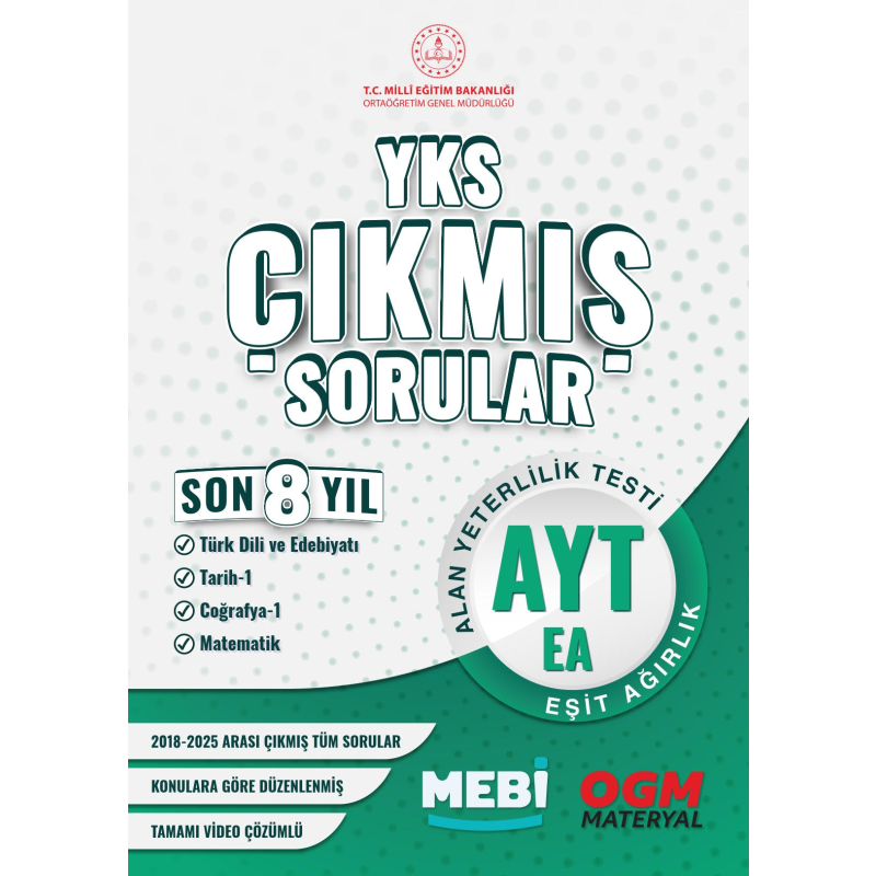 YKS Çıkmış Sorular AYT Eşit Ağırlık Son 8 Yıl (2018-205) MEB OGM