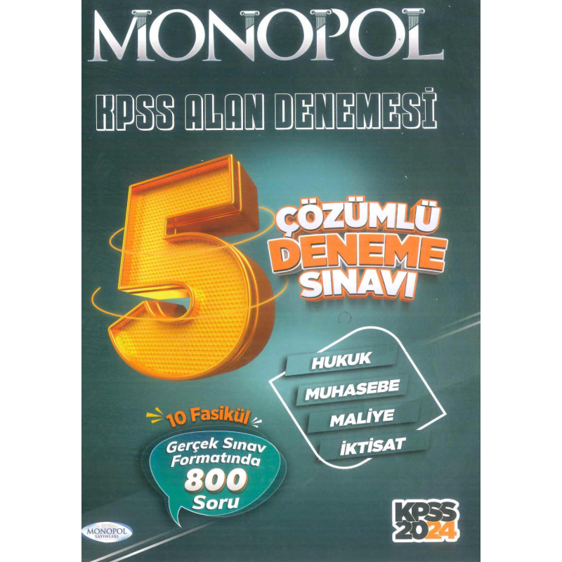 2024 KPSS A Grubu Tamamı Çözümlü Fasikül 5 Deneme Sınavı Monopol Yayınları