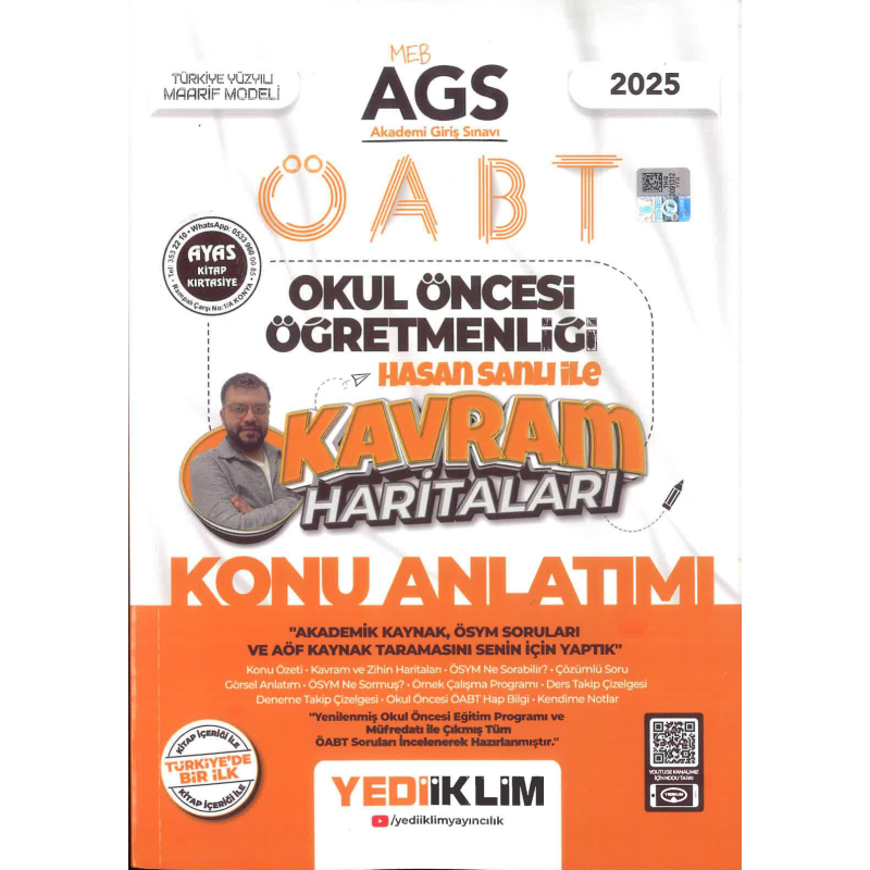 2025 MEB AGS ÖABT Okul Öncesi Öğretmenliği Hasan Sanlı İle Kavram Haritaları Konu Anlatımı Yediiklim Yayınları