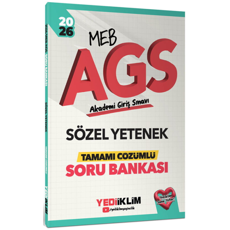 2026 MEB AGS Sözel Yetenek Tamamı Çözümlü Soru Bankası Yediiklim Yayınları