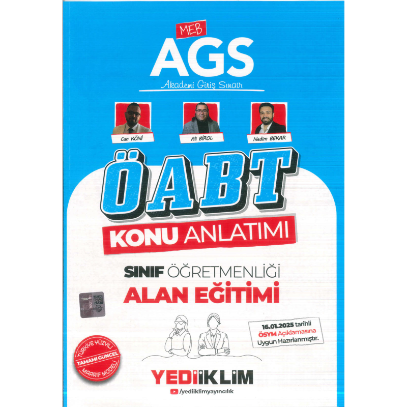 2025 MEB-AGS ÖABT Sınıf Öğretmenliği Alan Eğitimi Konu Anlatımı Yediiklim Yayınları