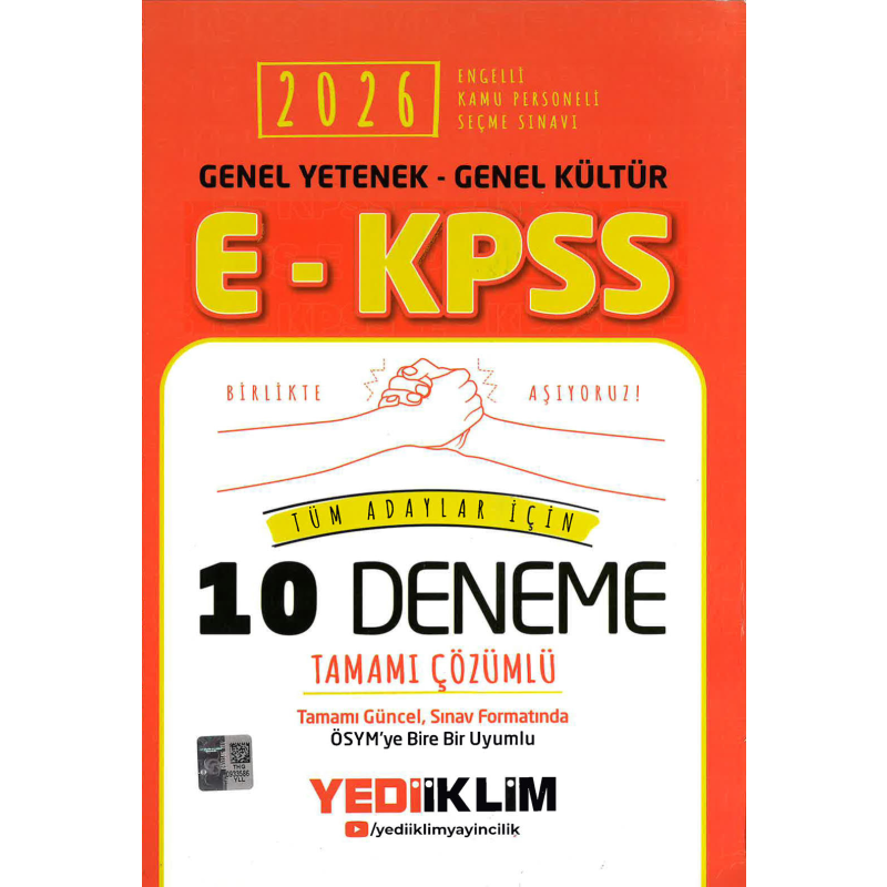 2026 E-KPSS Genel Yetenek Genel Kültür Tüm Adaylar İçin Tamamı Çözümlü 10 Deneme Yediiklim Yayınları