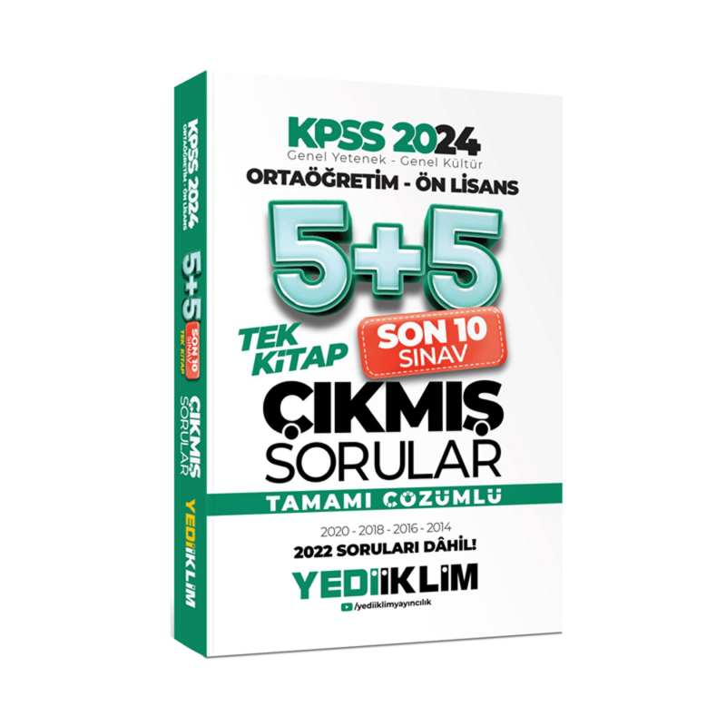 Ortaöğretim - Ön Lisans Tamamı Çözümlü 5+5 Çıkmış Sorular Tek Kitap (2014-2022)