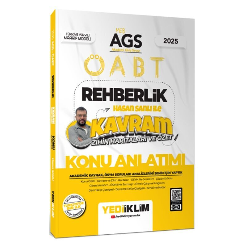 2025 MEB AGS ÖABT Rehberlik Hasan Sanlı ile Kavram Zihin Haritaları ve Özet Konu Anlatımı Yediiklim Yayınları