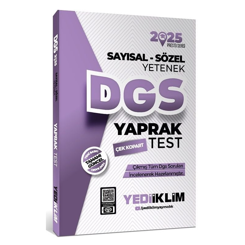 2025 DGS Sayısal Sözel Yetenek Çek Kopart Yaprak Test Yediiklim Yayınları