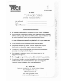 TÜRKÇE DERSİ BRANŞ DENEME SINAVI