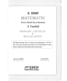 MATEMATİK KONU ÖZETLİ SORU BANKASI 2.FASİKÜL DENKLEM EŞİTSİZLİK & MUTLAK DEĞER