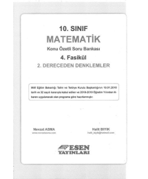 MATEMATİK KONU ÖZETLİ SORU BANKASI 4. FASİKÜL 2. DERECEDEN DENKLEMLER