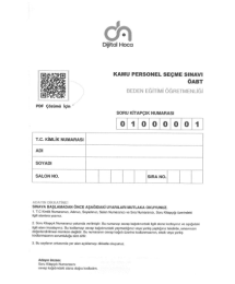 BEDEN EĞİTİMİ ÖĞRETMENLİĞİ 6*75 DENEME SINAVI