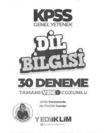 DİL BİLGİSİ 30 DENEME ÇÖZÜMLÜ