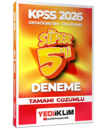 2026 Kpss Ortaöğretim-Önlisans Genel Yetenek Genel Kültür Tamamı Çözümlü Süper 5 Deneme Yediiklim Yayınları