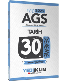 2025 MEB AGS Tarih Tamamı Çözümlü 30 Deneme Yediiklim Yayınları