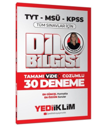 2025 KPSS MSÜ TYT Dil Bilgisi Tamamı Video Çözümlü Tüm Sınavlar için 30 Deneme Yediiklim Yayınları