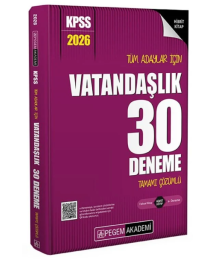 2026 KPSS Tüm Adaylar İçin Vatandaşlık 30 Deneme Tamamı Çözümlü Pegem Yayınları