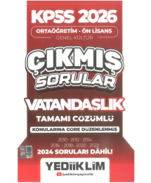 2026 KPSS Ortaöğretim Ön Lisans Genel Kültür Vatandaşlık Tamamı Çözümlü Çıkmış Sorular(2024 soruları dahil) Yediiklim Yayınları